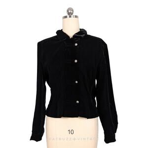 Vintage Velvet Jacket Blazer Black 90s Goth Whimsigoth Romance Button Victorian